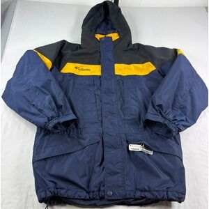 Vintage Columbia Jacket Mens Medium Blue Heavy Snow Winter Coat Hooded
